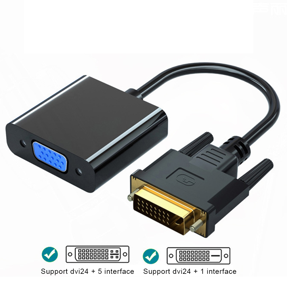 For Monitor DVI To VGA Video Cable Converter Connection Plug And Play Full HD 1080P Office DVD Laptop 20cm 7.87inch Adapter